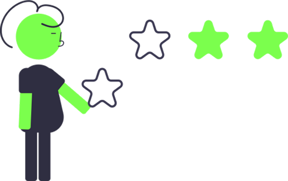 Person icon with vector green and black border stars